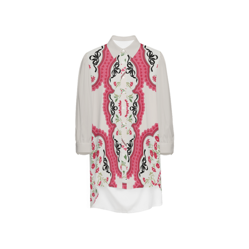 Women's High-Low Long-Sleeve Hem Shirt Silky-like Elegance