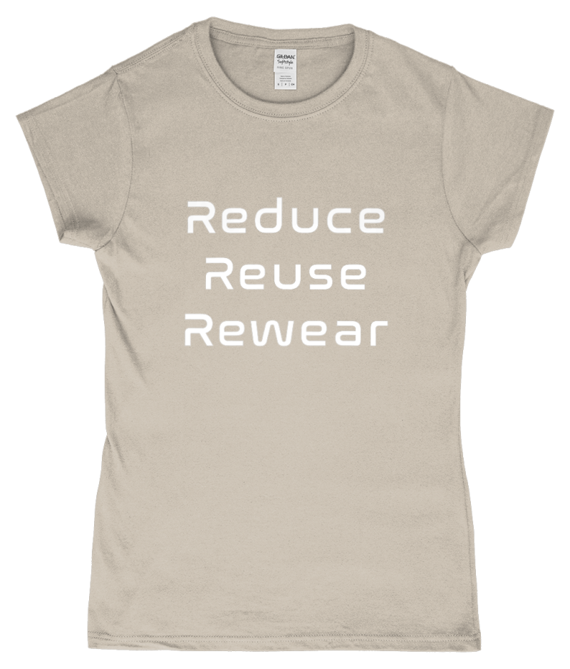 Reduce Reuse Rewear SoftStyle Ladies Fitted Ringspun T-Shirt White - Image 5