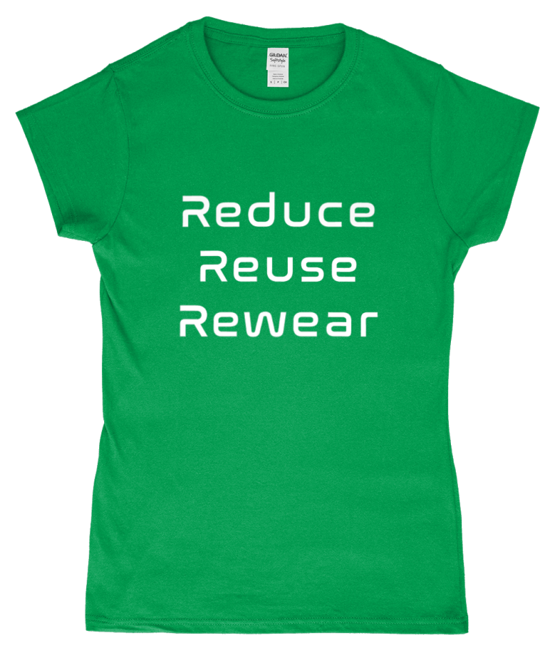 Reduce Reuse Rewear SoftStyle Ladies Fitted Ringspun T-Shirt White - Image 3