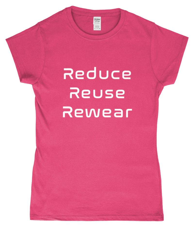 Reduce Reuse Rewear SoftStyle Ladies Fitted Ringspun T-Shirt White - Image 4